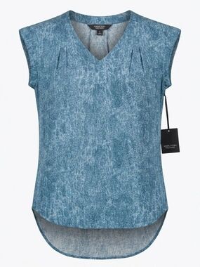 Simply Vera Vera Wang Blue V-Neck Cap Sleeve Top